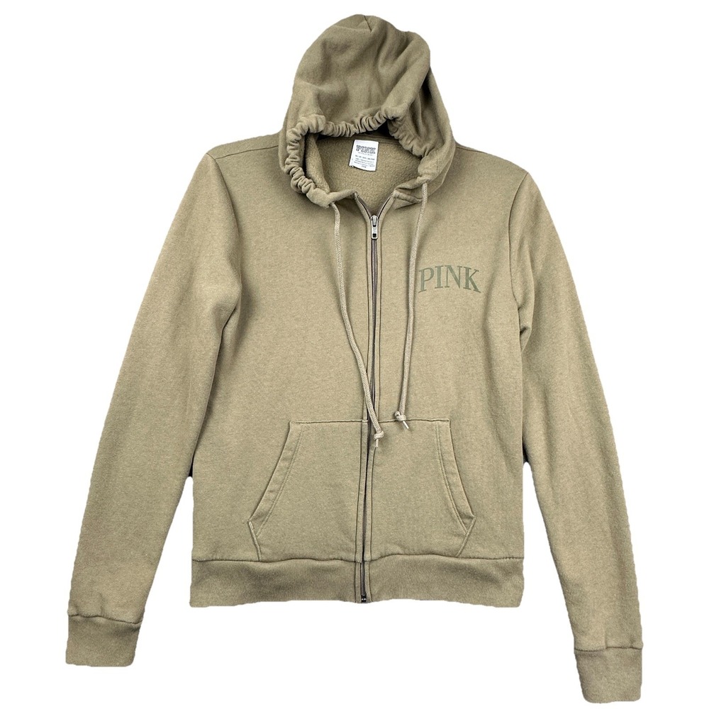 Victorias Secret Pink Hoodie Women's Extra Small Full Zip Big Back Logo‎ Green